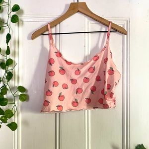 Scalloped edge peach crop top